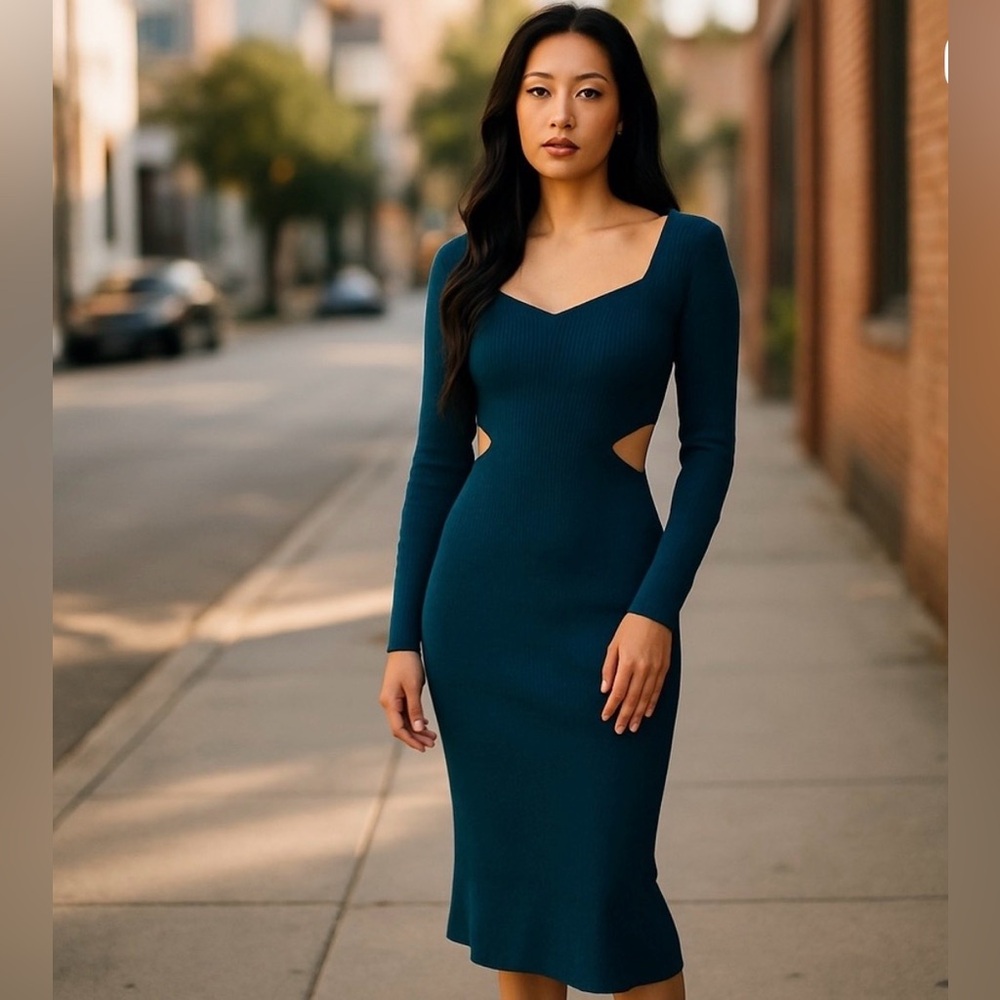 Abercrombie & Fitch Teal ribbed Sweater Dress